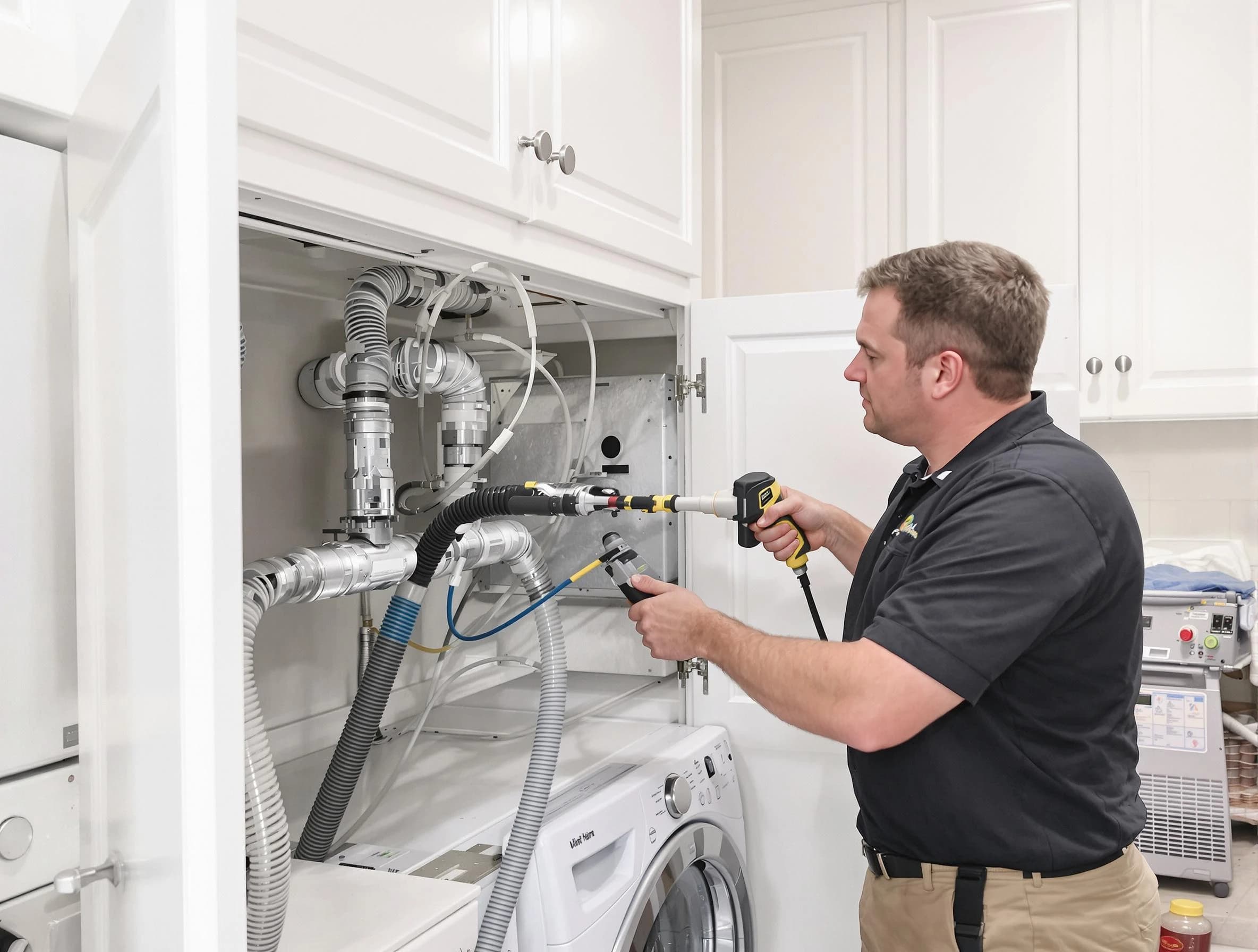 Peachtree Corners Dryer Vent Cleaning professional removing severe blockage from a clogged dryer vent in Peachtree Corners