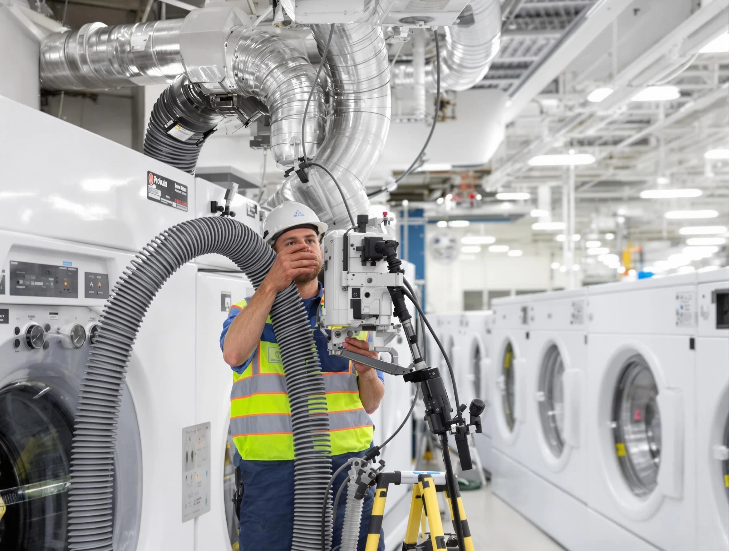 Peachtree Corners Dryer Vent Cleaning team performing commercial-grade dryer vent cleaning at a business facility in Peachtree Corners