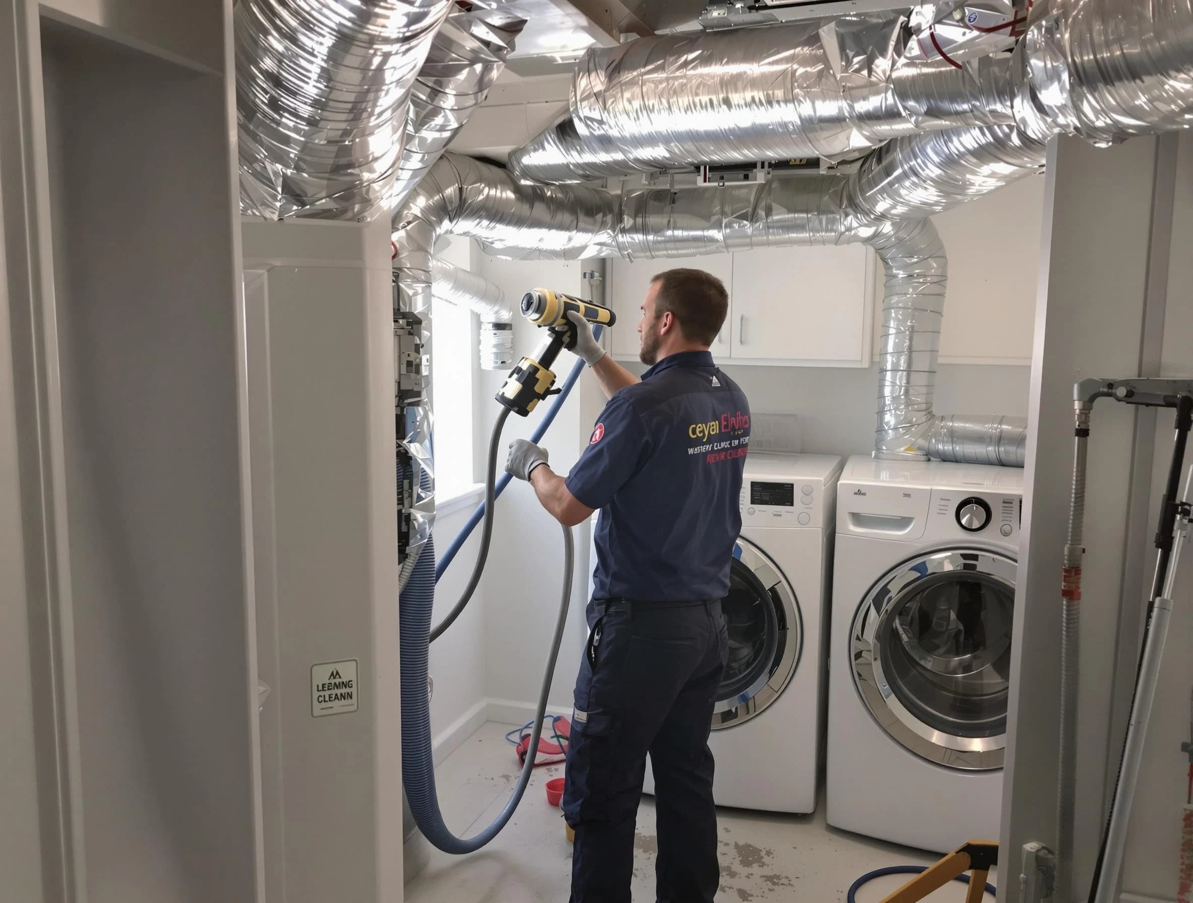 Peachtree Corners Dryer Vent Cleaning specialist using advanced equipment for thorough duct cleaning in Peachtree Corners