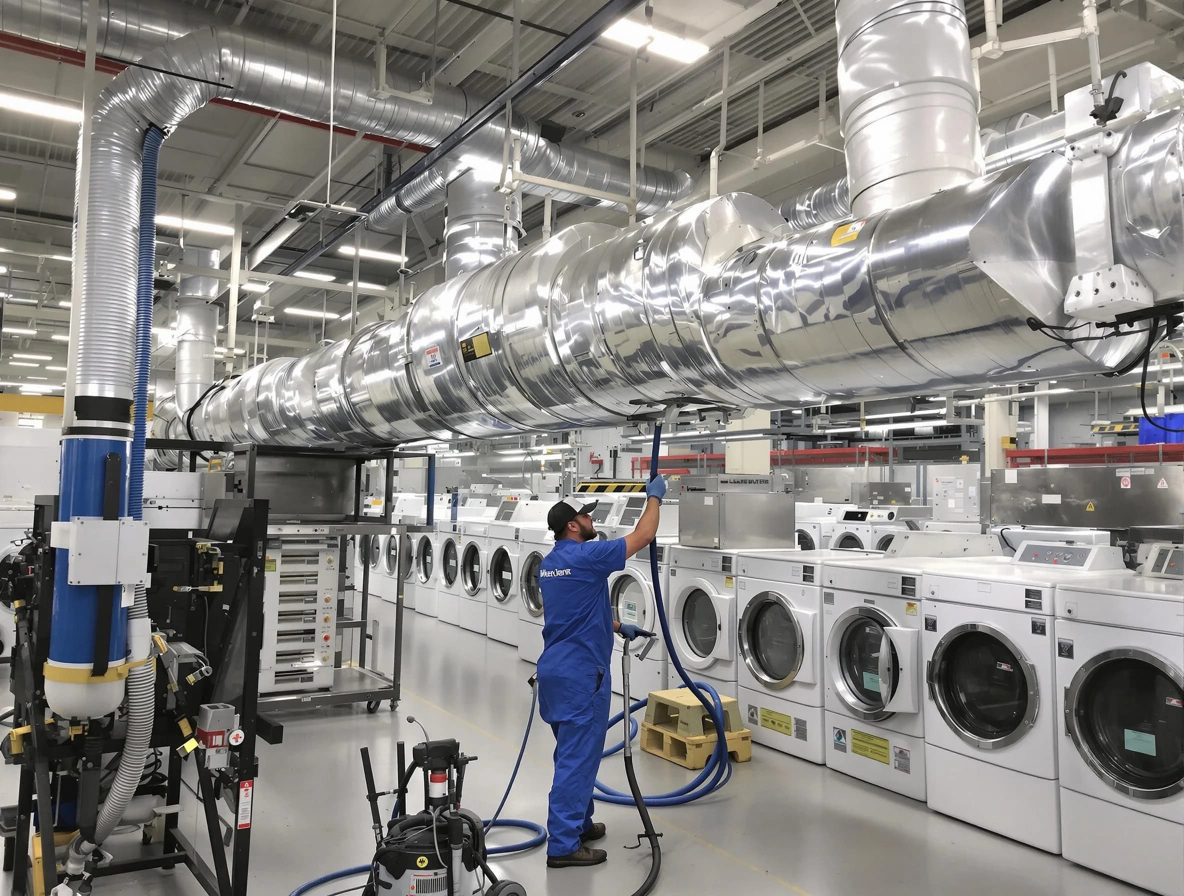 Peachtree Corners Dryer Vent Cleaning team performing heavy-duty industrial dryer vent cleaning in Peachtree Corners